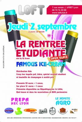 RENTRÉE ETUDIANTE Famous ICE CREAM OPEN GLACE