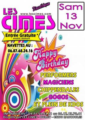 Anniversaire Cimes Discothèque