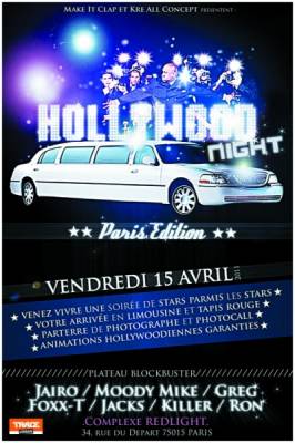 HOLLYWOOD NIGHT x VENDREDI 15 AVRIL x AU RED LIGHT