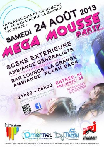 MEGA MOUSSE PARTY – Classe 2015 de  Cornimont et Bar Lounge La GRANGE