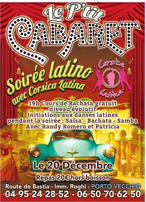 Le p’ptit cabaret vous ouvre ces portes Samedi des 19h pour une soiree Latino avec Corsica Latina