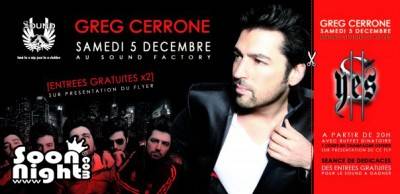 Greg Cerrone – 100 invitations a Gagner !!!