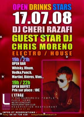 OPEN DRINKS STARS (afterwork) with  GUEST STAR DJ CHRIS MORENO